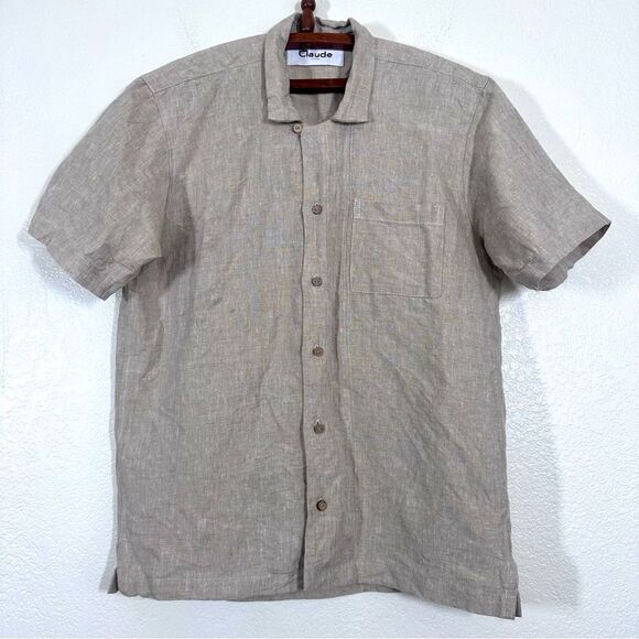 Claude Tulum Cameron 100% Linen Shirt in Beige Size S - Picture 2 of 10